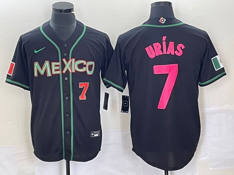 Men 2023 World Cub Mexico 7 Urias Black pink Nike MLB Jersey34
